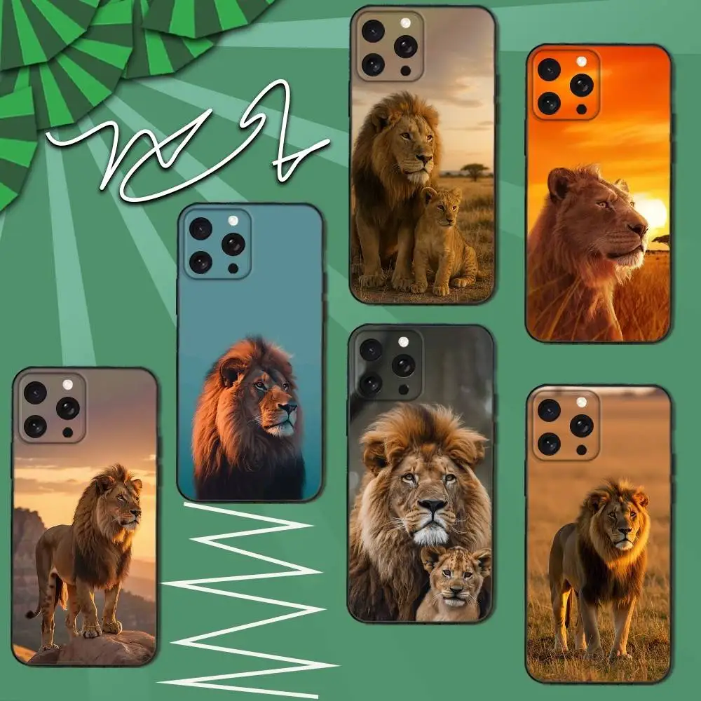 

Lion Alpha Male Cub King Phone Case For iPhone 16e,16,15,14,13,12,11,Pro,X,XS,Max,XR,Plus,Mini Soft Black Cover
