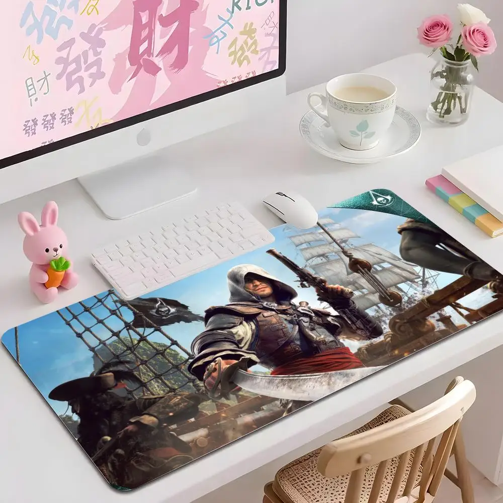 A-Assassins Creed Black Flag Resynced Mouse Pad Multiple Sizes Large Square Computer Office Game Table Mats Rubber Anti-slip Mou