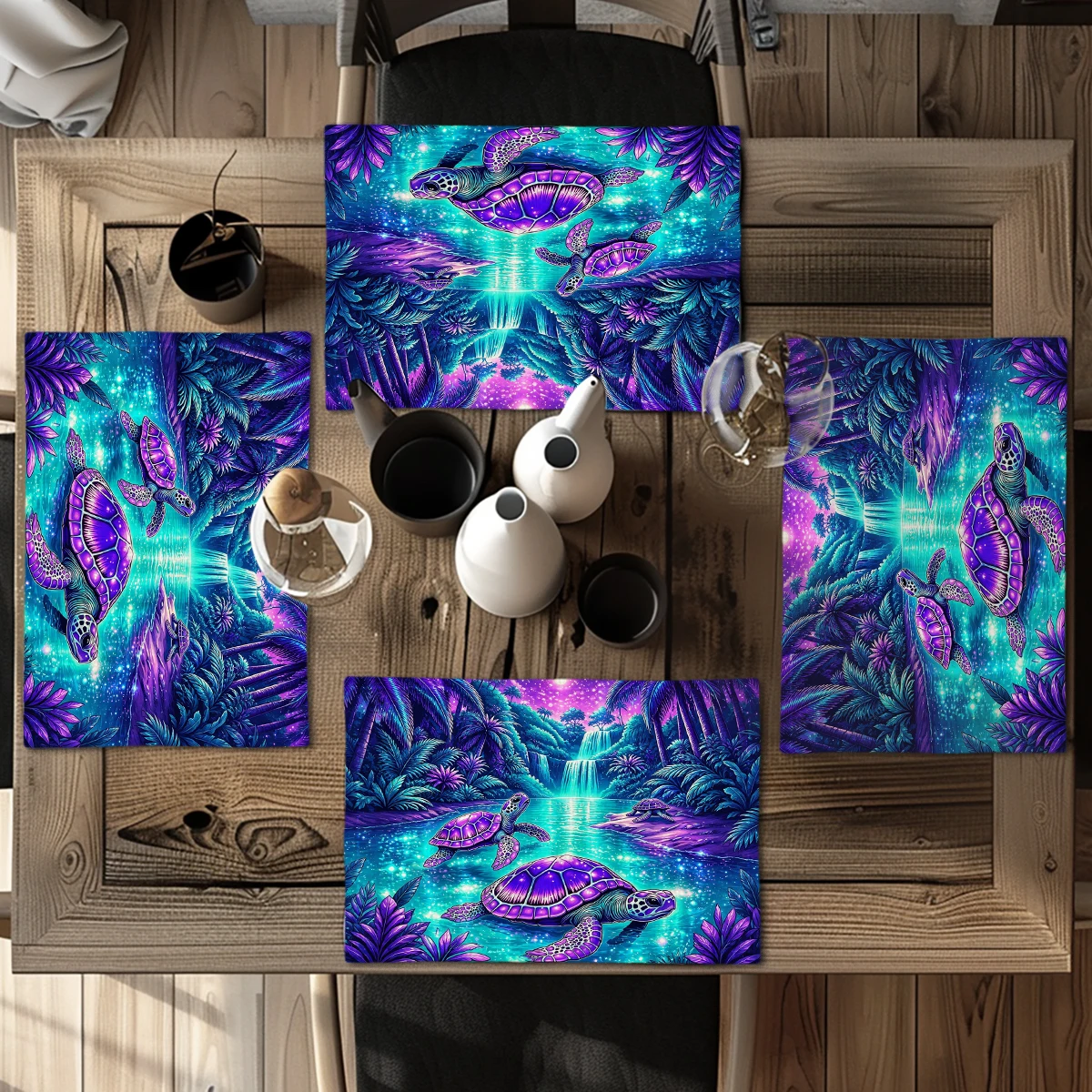 Exquisite Hummingbird and Floral Pattern Polyester Placemat - Festive Dining Table Decor, Soft Washable Table Mat for Home Use