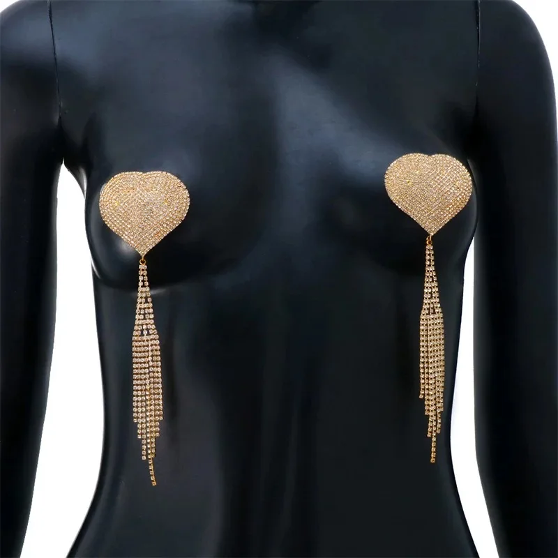 Tassel Love Rhinestone Chest Sticker Fashion Body Jewelry