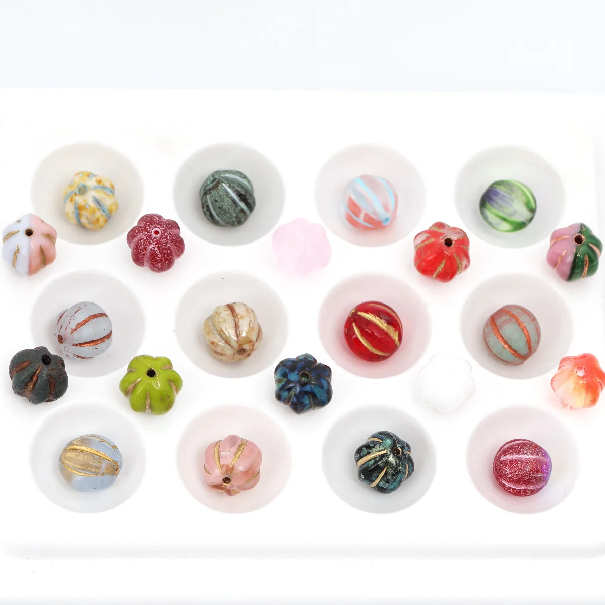 5/10pcs Random color 10mm Glass Pumpkin, Mini Round Glass Beads, For DIY Jewelry Making Supplies, Sewing Supplies