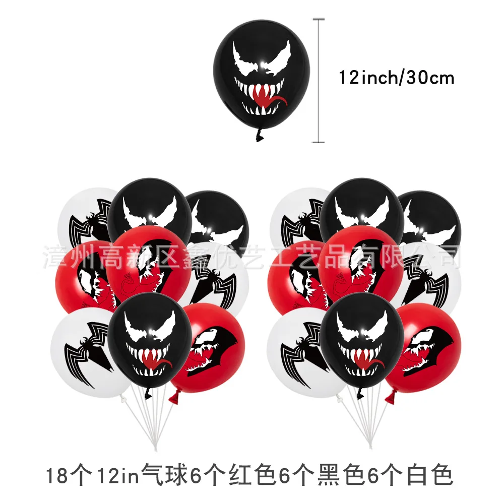 Marvel Hero Venom Series Anime Birthday Party Background Flag Disposable Tableware Aluminum Film Balloon Party Decoration Packae