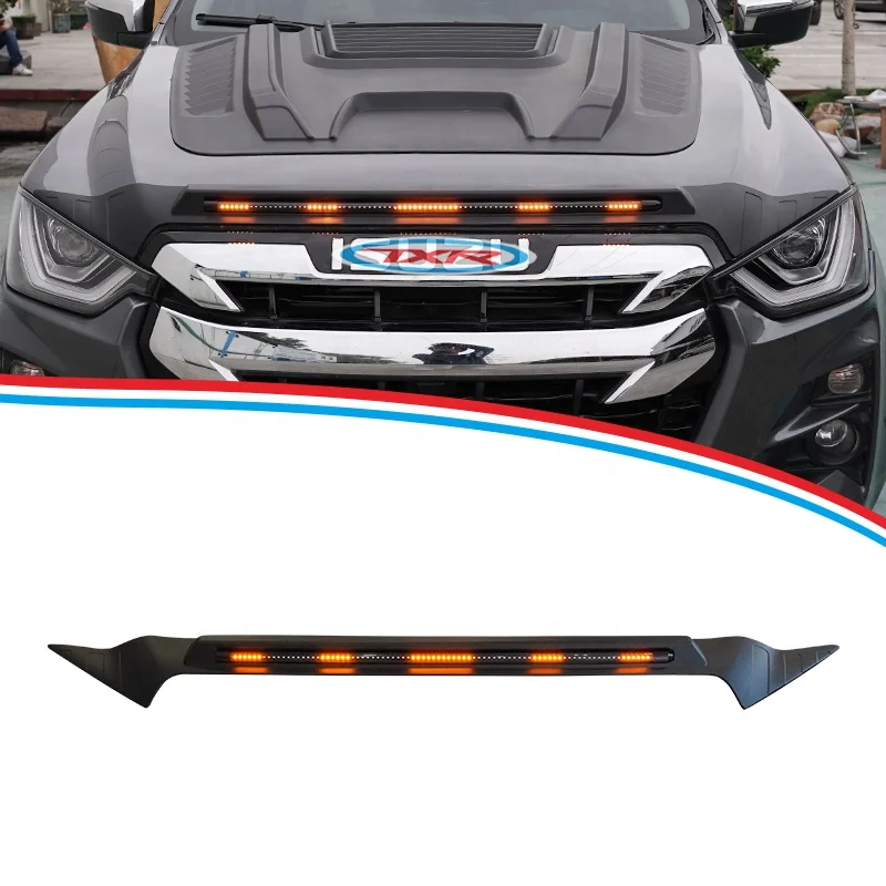 Bonnet Guard with Streamer Light Synchronize The Original Car Steering LED Bonnet Protector Accessories for Isuzu D-Max 2021