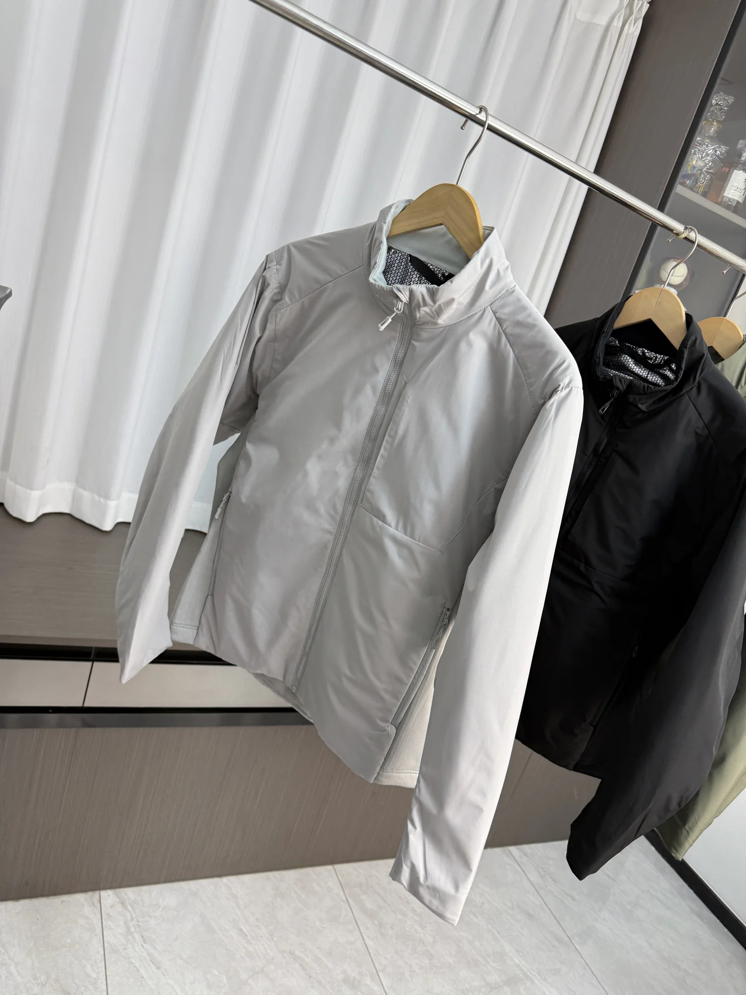 Fashionable Urban Men's Cotton Jacket Lightweight Windproof Stand Collar Outdoor Casual Wear Warm Zipper Pure Color
