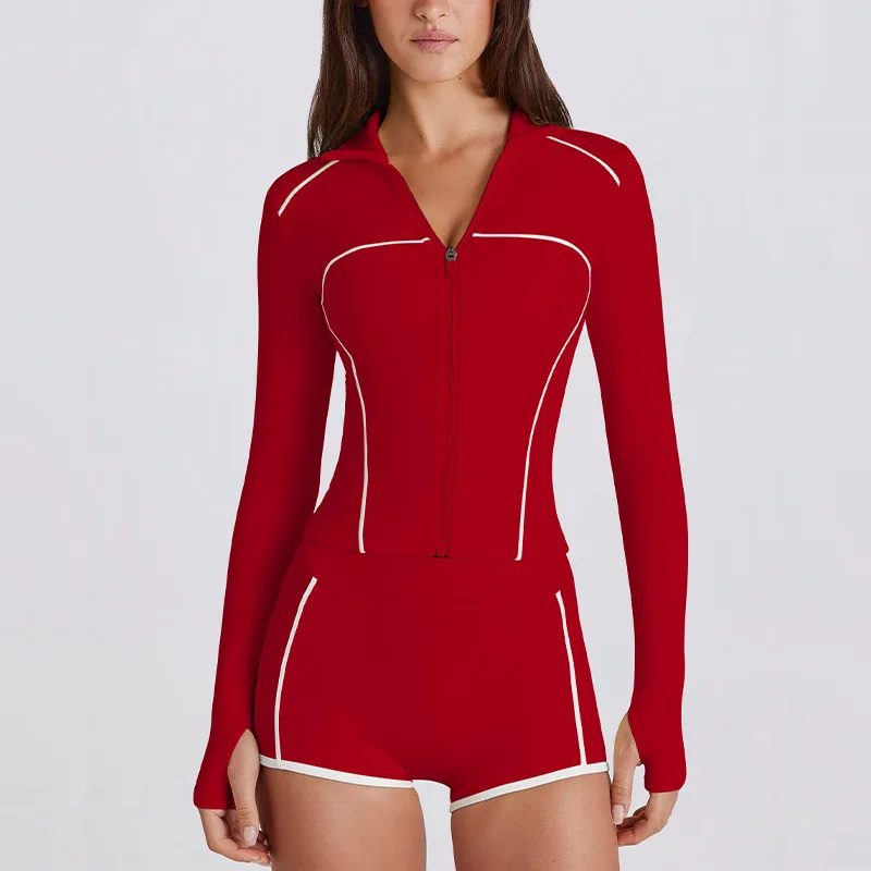 Quick-Dry Yoga Top: Long-Sleeve, Sporty, Fashionable, Body-Hugging, Zippered, UV-Protective, Breathable Jacket