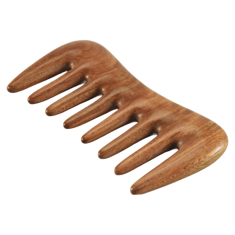 Wide Tooth Hair Comb - Natural Wood Comb For Curly Hair - No Static Sandalwood Hair Pick Wooden Comb For Detangling