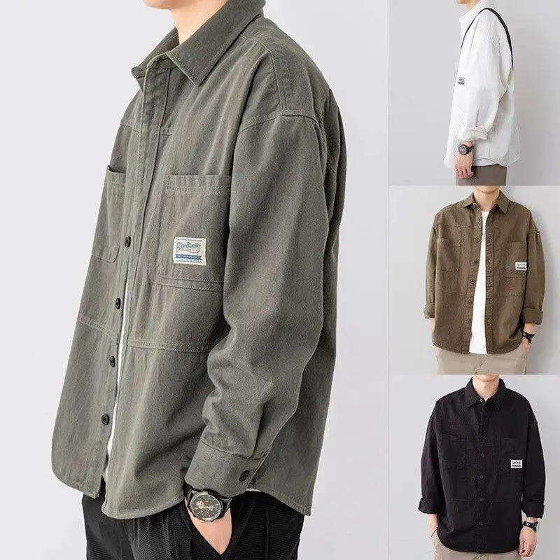 

Pure Cotton Long Sleeve Work Shirt Men's Outdoor Construction Site Welding Anti-Scald Wear Resistant Workwear Casual...