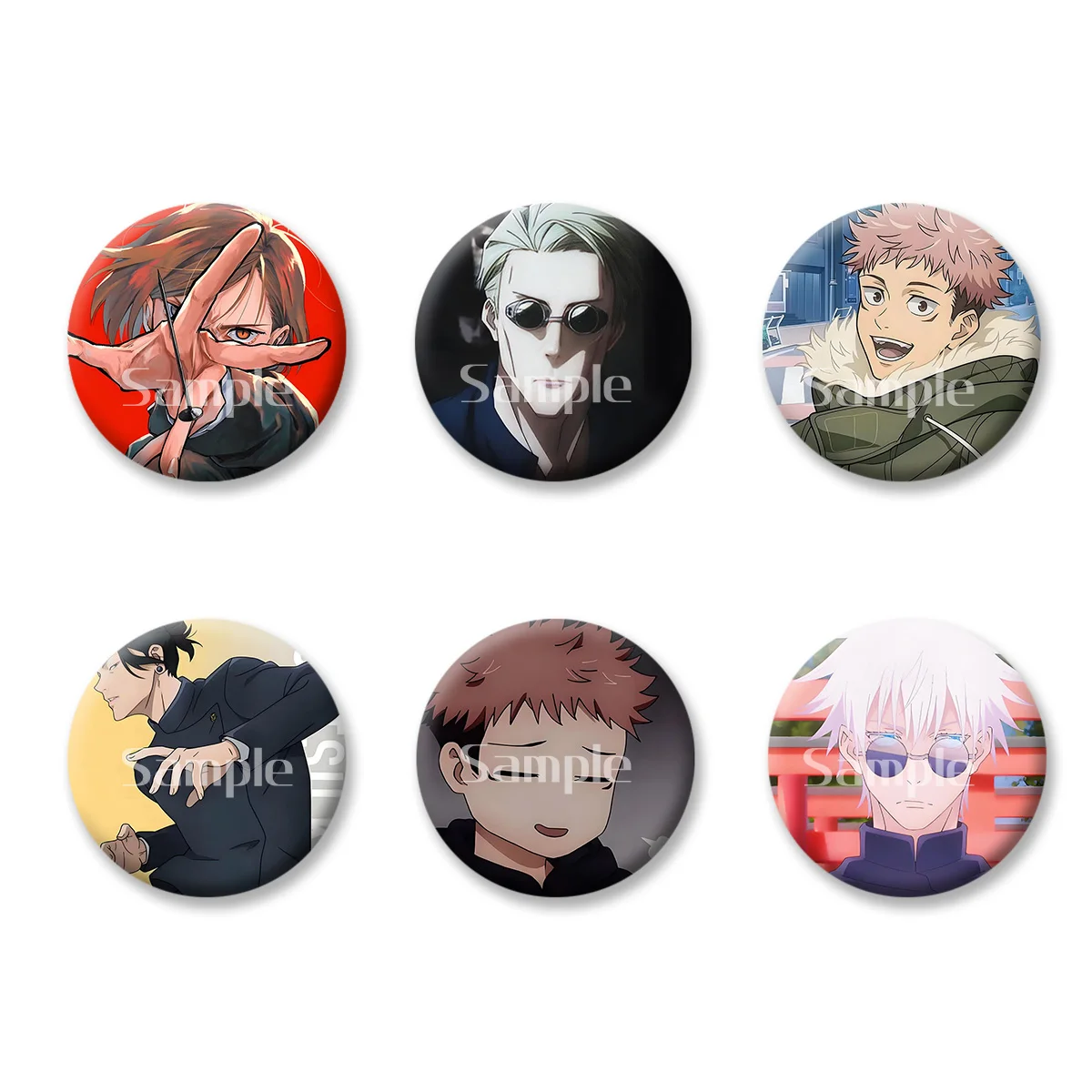 

Jujutsu Kaisen Itadori Yuji Gojo Satoru Flash Badge Keychains Makeup Mirror Fridge Magnet ACG Goods Anime Cartoon Peripherals
