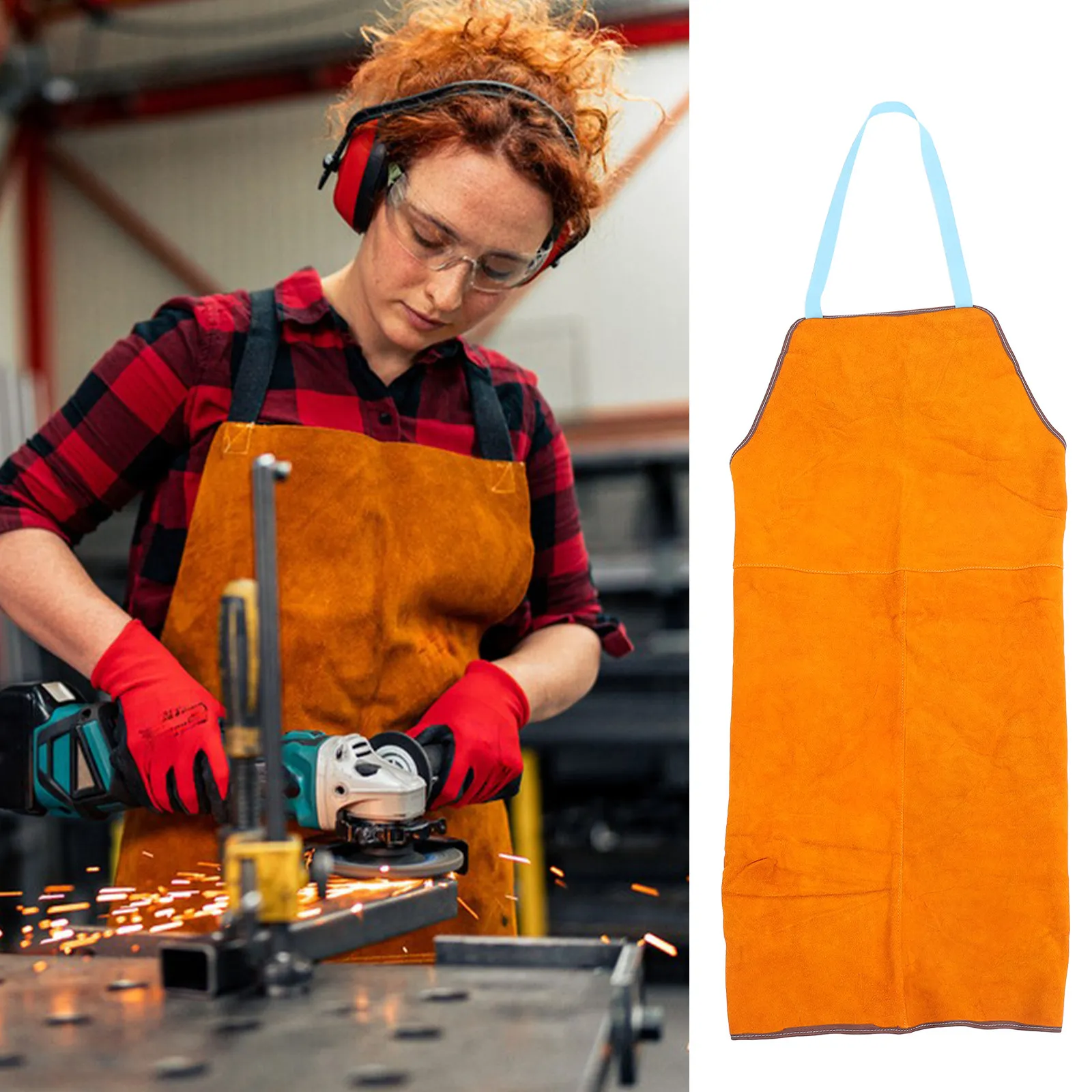 

1Pcs Electric Welding Apron Thick Cowhide Heat Insulation Welder Protective Apron for Workshop Garage Garden