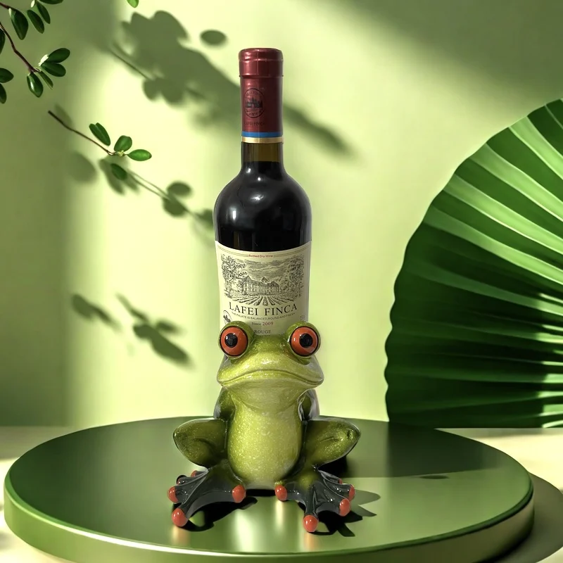 1 resin handicraft green frog animal red wine rack, living room, dining room, wine cabinet, TV cabinet decoration, desktop decor