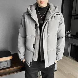 Plus-size masculino falso dois casacos acolchoados inverno solto e grosso polar velo acolchoado jaqueta com capuz casaco acolchoado jaqueta masculina