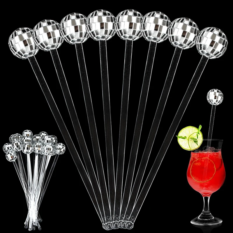 10/12/100pcs Mirror Ball Cake DecorationToothpicks for Appetizers Disco Retro Dance Disco Club Silver Cake Topper Birthday Party