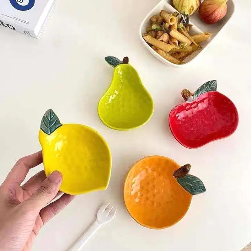 Fruit Shape Ceramic Orange Lemon Seasoning Dish Kitchen Creative Sauce Vinegar Dishes Plate Irregular Dipping Saucer Bowl