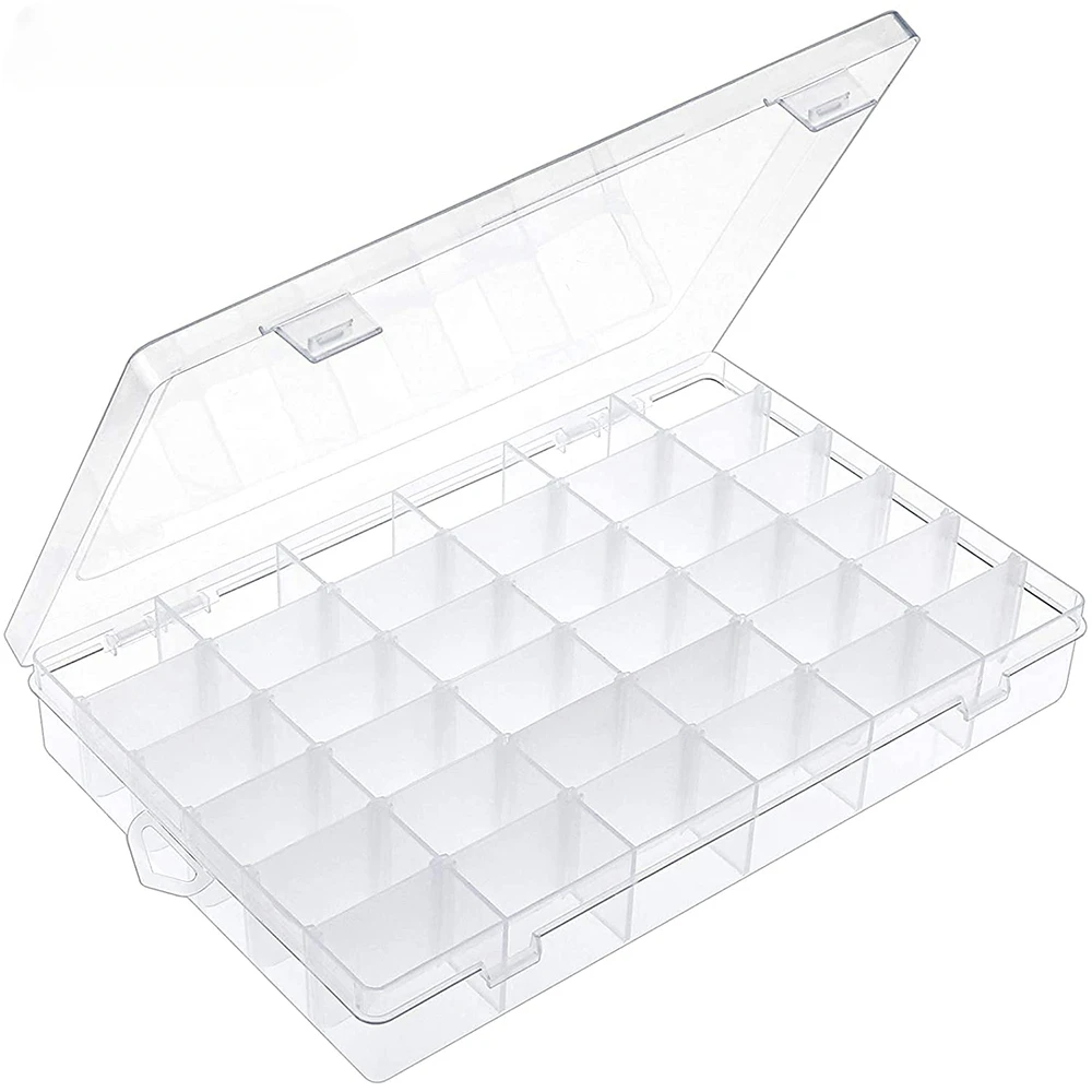 24/36 Transparent Plastic Box Jewelry Box Beaded Components Fishing Gear Box Hardware Tools Packaging Storage Box