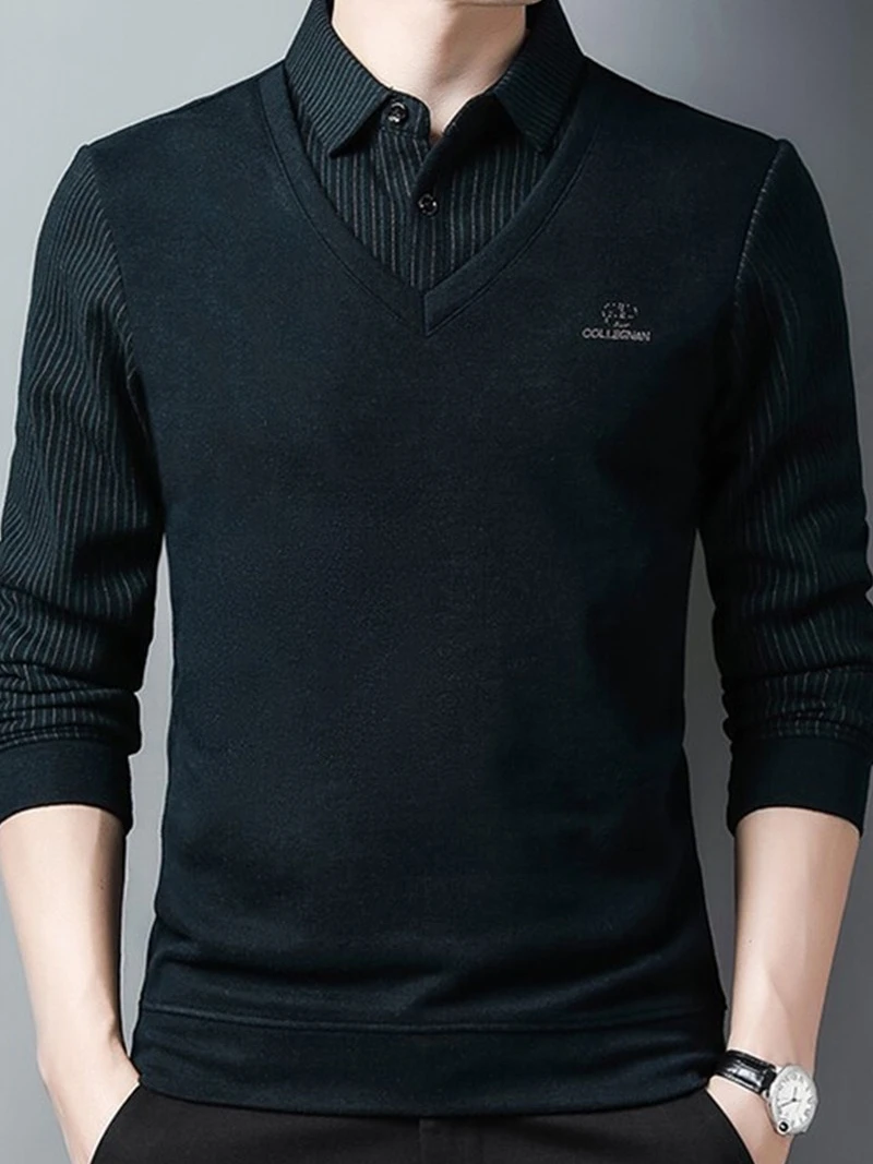 

Thiened трикотажная основа irt, мужская одежда с воротником irt для папы, повседневная зимняя теплая одежда Fce, искусственный двухсекционный трикотаж