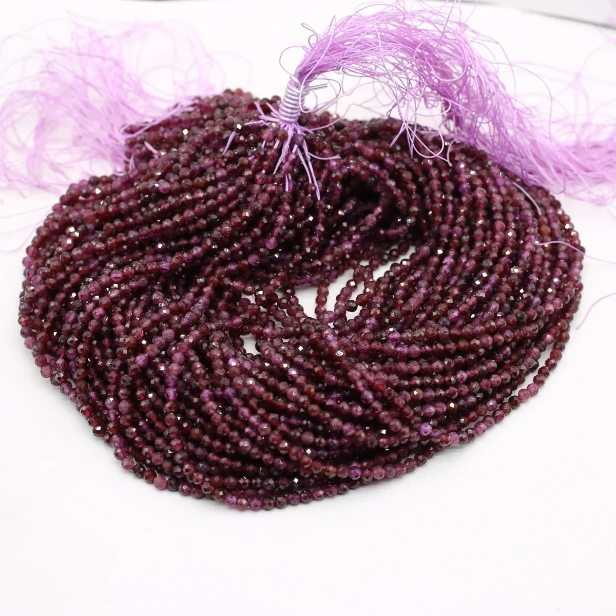 Garnet Facetada Rodada Solta Grânulos Espaçador, 100% Pedra Natural, Frisada para Fazer Jóias, Pulseira DIY e Colar Acessórios, 2mm, 3mm, 4mm