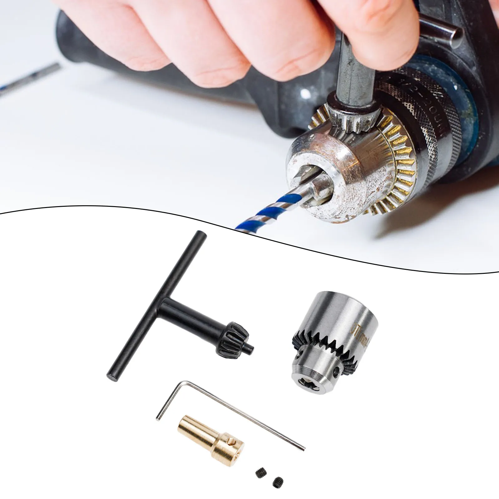 

`0.3-4mmMicro Motor Drill Chuck Clamping Range Taper Mounted Mini Drill Chuck With Chuck Key 3.17mm Brass Electric Motor Shaft