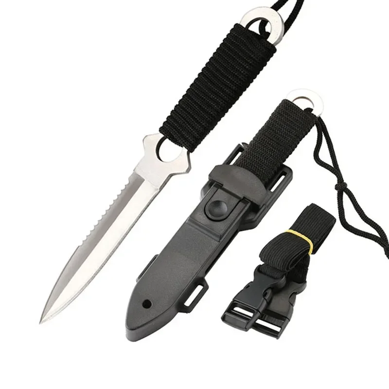 Stainless Steel Camping Pocket Knife with Scabbard Portable EDC Outdoor Survival Knife Military Tactical Knife for Self Defense