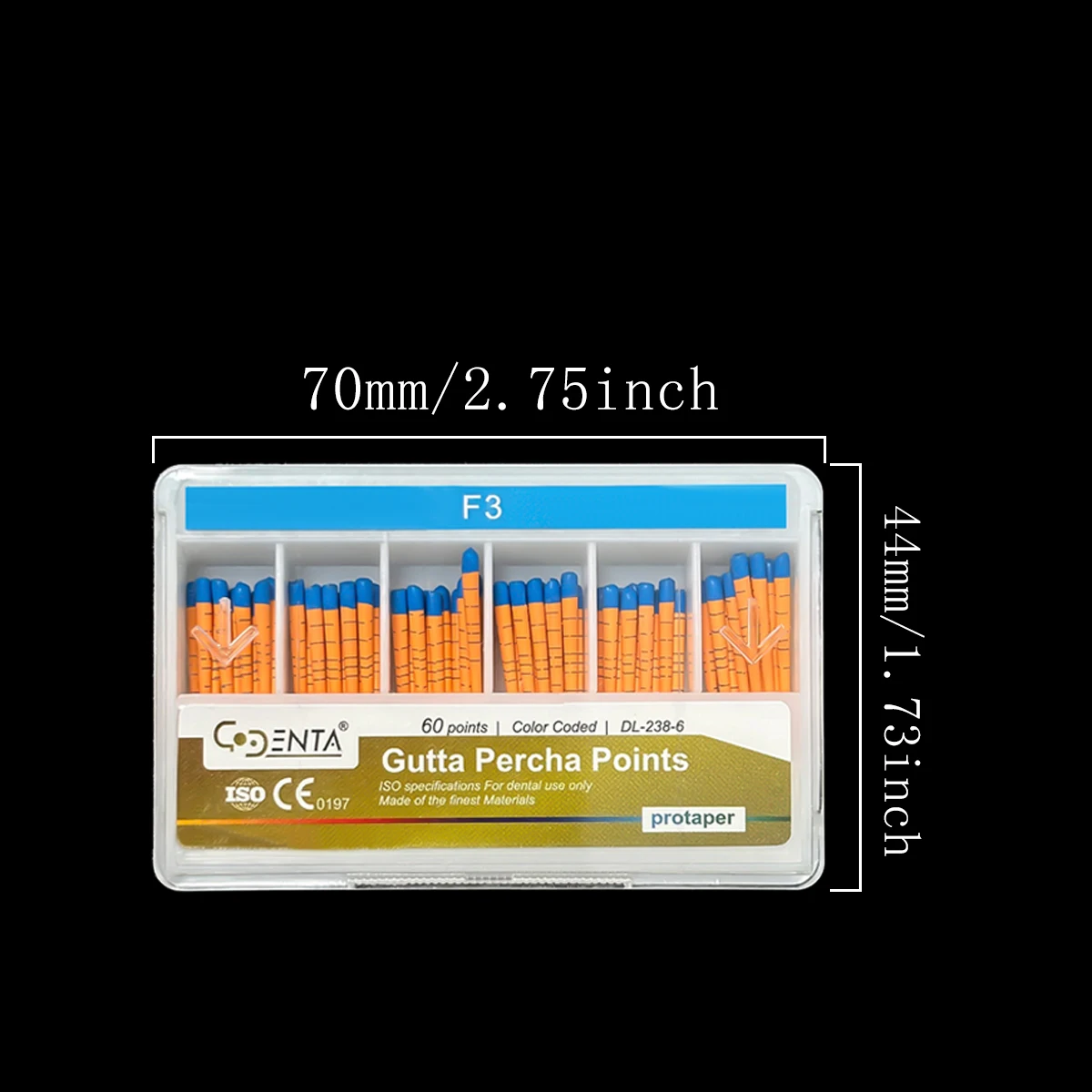 DENTA Meta Sterile Gutta Percha Points 02/04/F Taper Color-Coded Graduated GP Root Canal Filling Tips