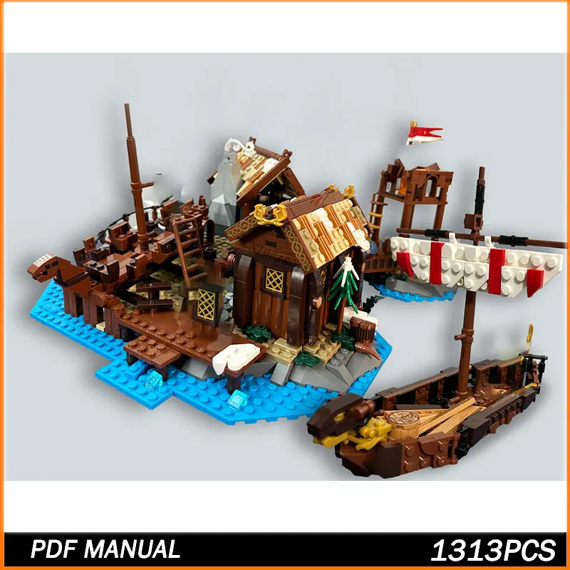 

1313 шт. MOC строительный блок MOC Street View серии средневековый корабль 2025 расширяющая модель кирпичные игрушки креативные подарки на день рождения