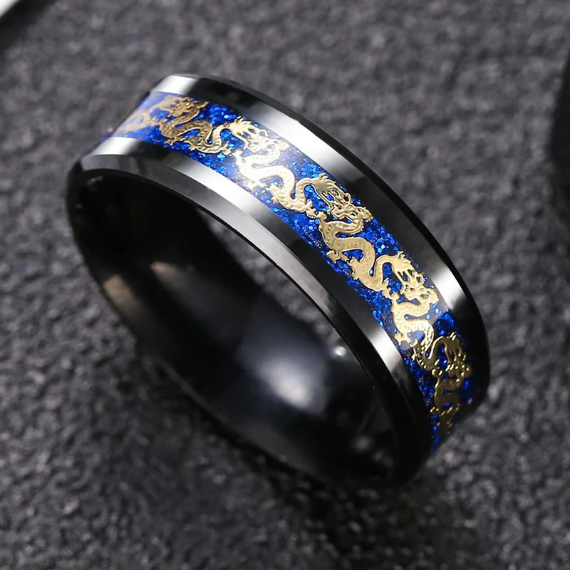 Fashion Stainless Steel Dragon Ring Woman For Men Luxury Jewelry Pride Party Blue Black Snake Rings Man Halloween Gifts