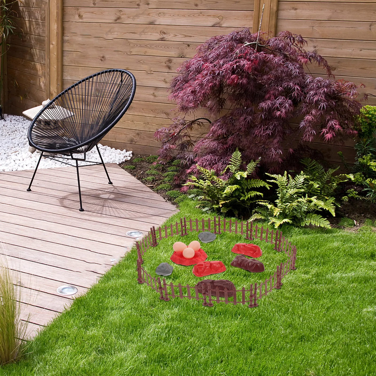 22Pcs Realistic Fence Stone Egg Nest Set Sand Table Miniature Garden Yard Decoration Simulation Landscape Accessories view 2
