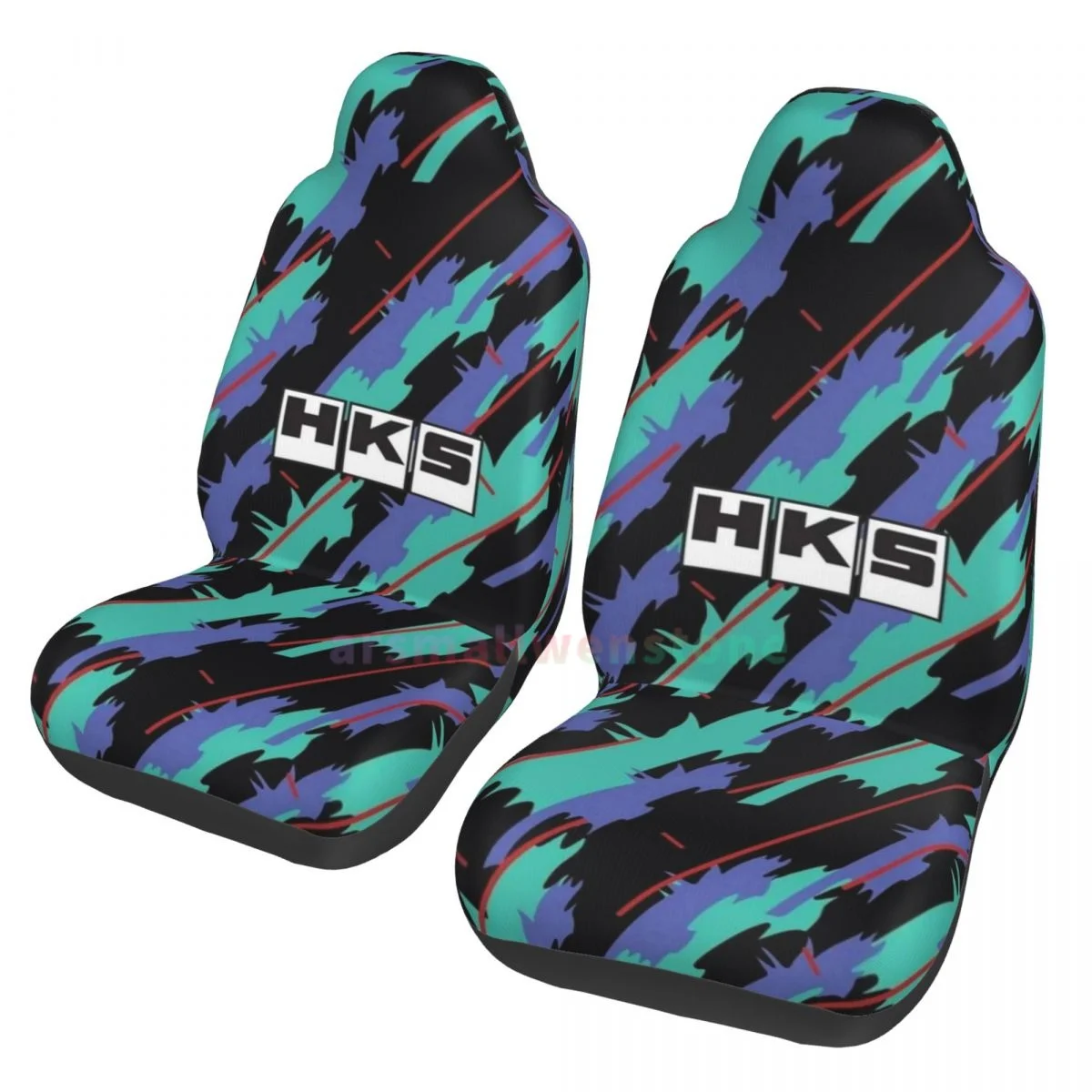 HKS Retro Pattern Car Seat Cover 2PCS Front Car Seat Cover Seat Anti Fouling Protective Cover Cute Car Accessories