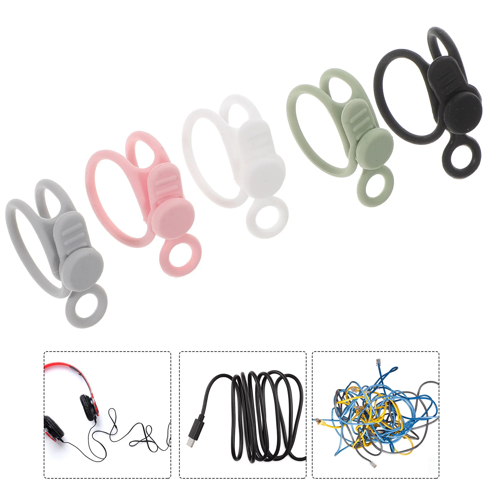 

20Pcs Data Cable Organizers Compact Reusable Silicone Cord Wraps for Fixing and Desktop Cable Management