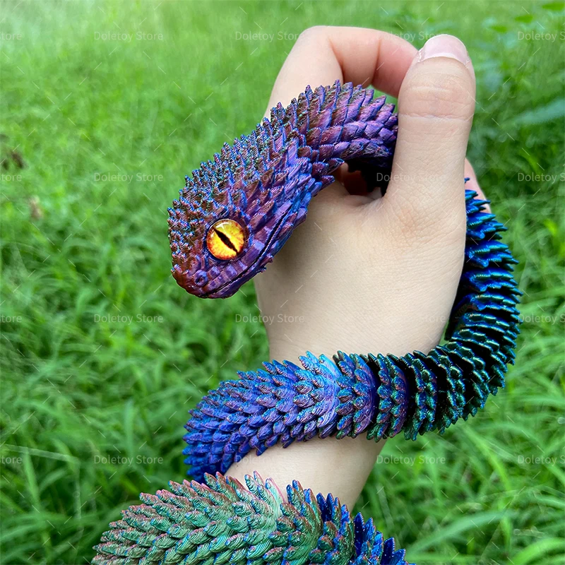 3D Printed Snake Multi-jointed Movable Toy Model Bush Viper Toy-Dragon Snake Integrated Joint Mobility Ornament Home Decor Gift