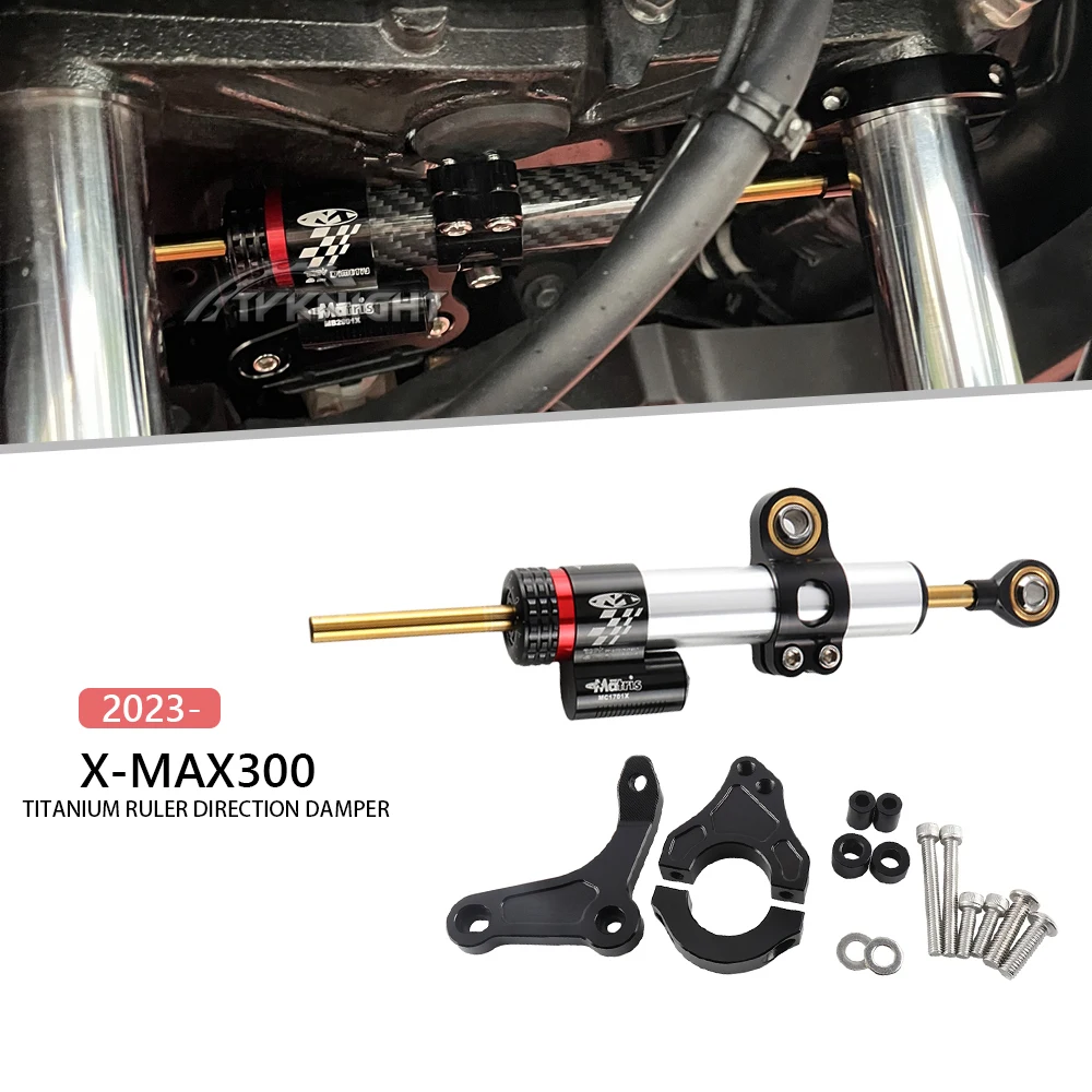 Penstabil kemudi CNC, aksesoris motor, Kit dudukan braket penstabil peredam setir aluminium untuk Yamaha XMAX 300 X-MAX300 XMAX 300