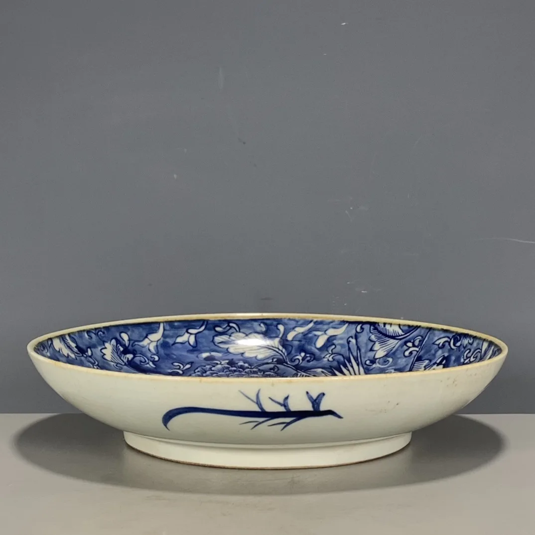 Antique and Porcelain Collection Blue and White Ice Plum Phoenix Pattern Appreciation Plate Made in the Kangxi Year of the Qing