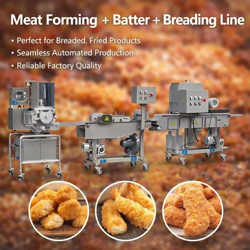 Customized Chicken Nugget Processing Line Including Forming Battering And Breading Food Making Machines