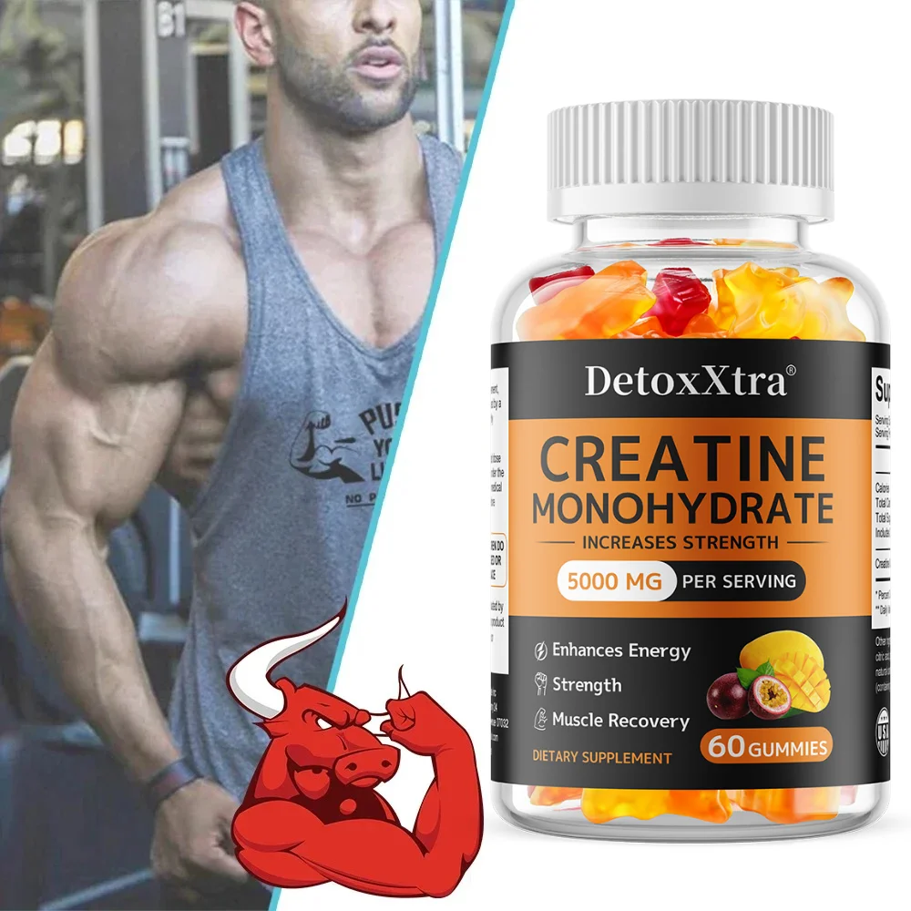 Creatine Monohydrate Gummies 5000mg, Support Muscle Growth, Strength & Endurance, Speed Up Recovery, Non-GMO Gluten Free