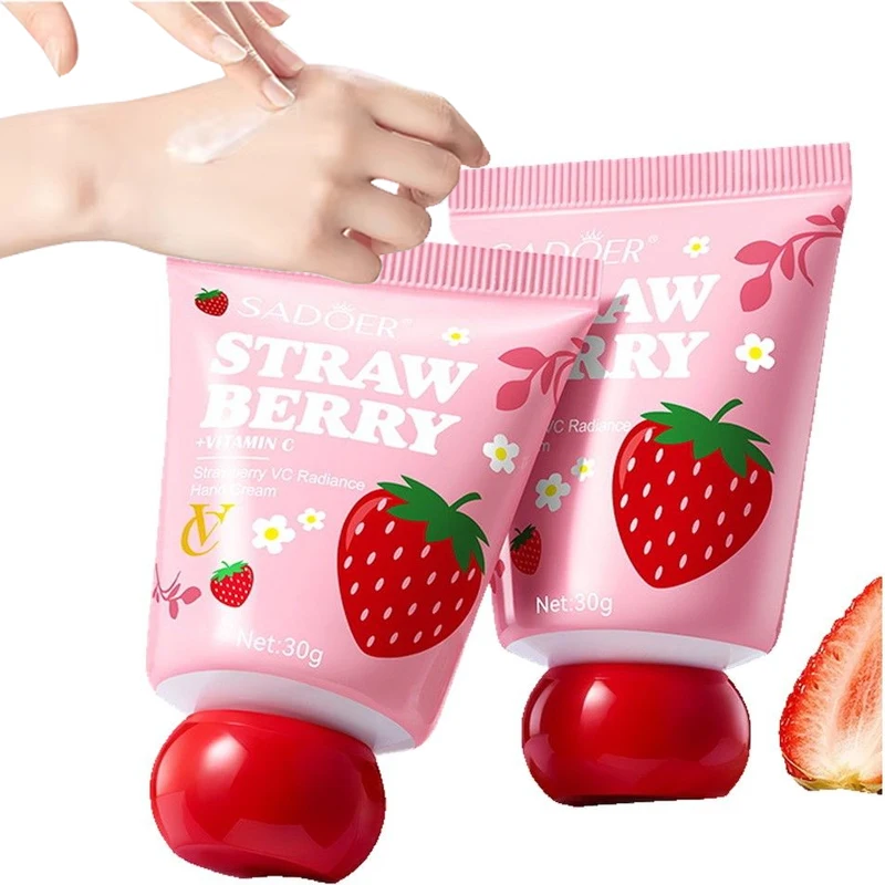 10-30pcs kit Strawberry VC Hand Cream Moisturizing Nourishing Hand Long Lasting Fragrance Lotion Party Favor Nail Salon Gift