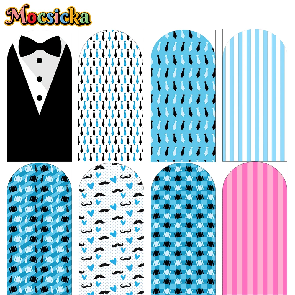 Mocsicka Mocsicka قوس الخلفيات غطاء الوجهين استحمام الطفل حفلة عيد ميلاد ديكور بدلة سوداء ربطة العنق بوس خلفية الاستوديو