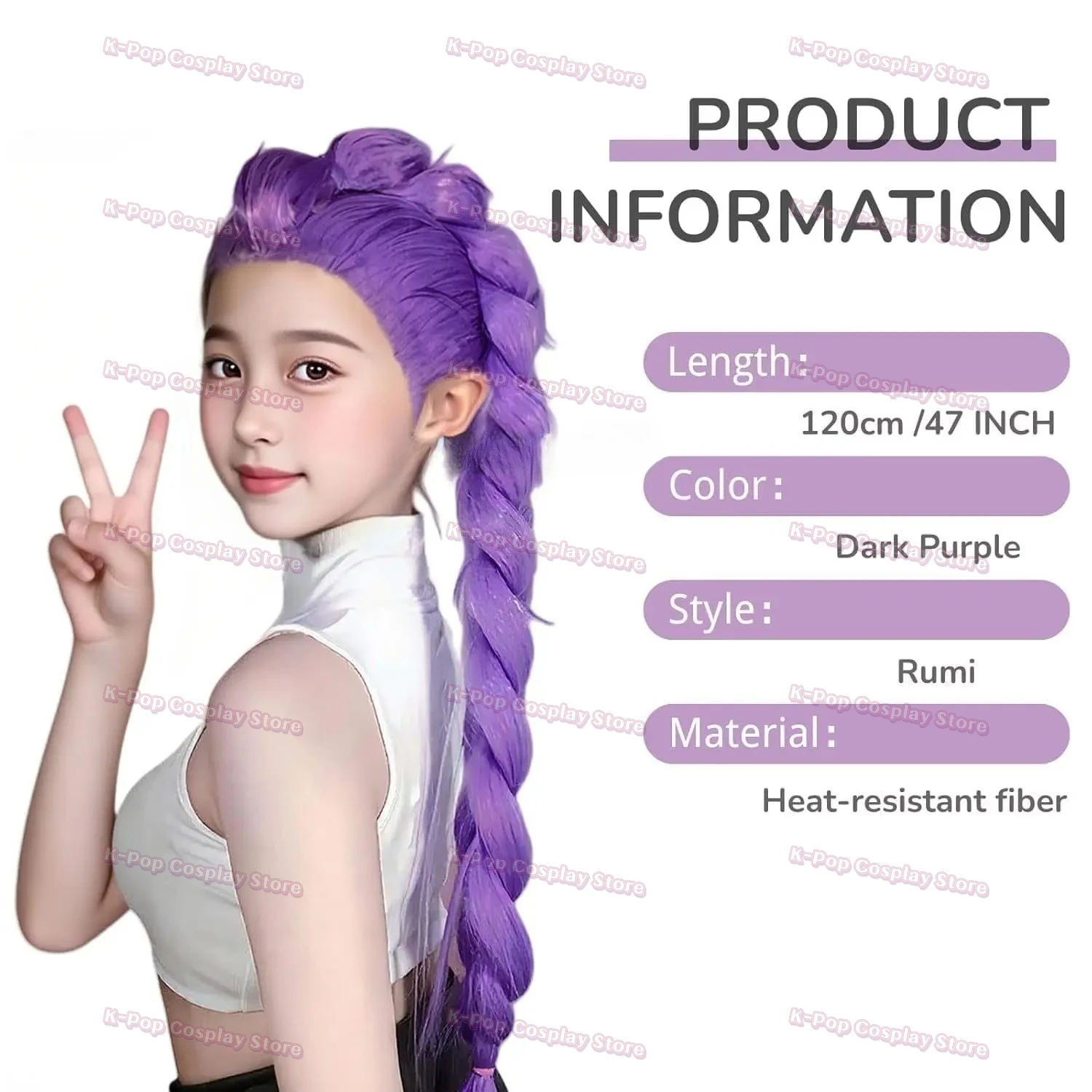 Nuove Donne Uomini Demone Hunters Parrucche Cosplay Anime Rumi Mira Zoey Costume Parrucche Viola Trecce Accessori Per Bambini Prop rumi parrucca bambini
