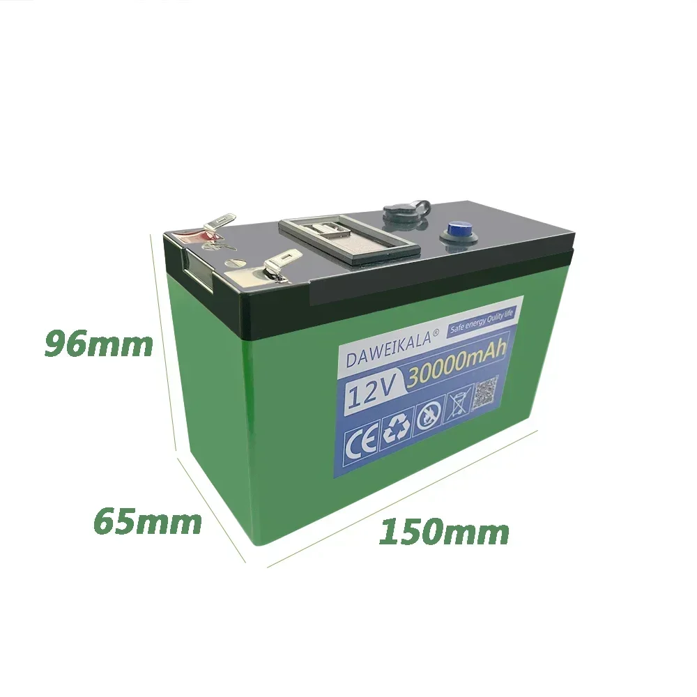 12V lithium Battery 30Ah 18650 Rechargeable battery pack for solar energy electric vehicle LED lights battery 12.6v 3A charger