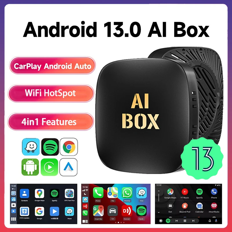 Carplay AI Box Android 13 Wireless Android Auto Smart TV Box Car Intelligent System WIFI Support Netflix YouTube FOTA Upgrade