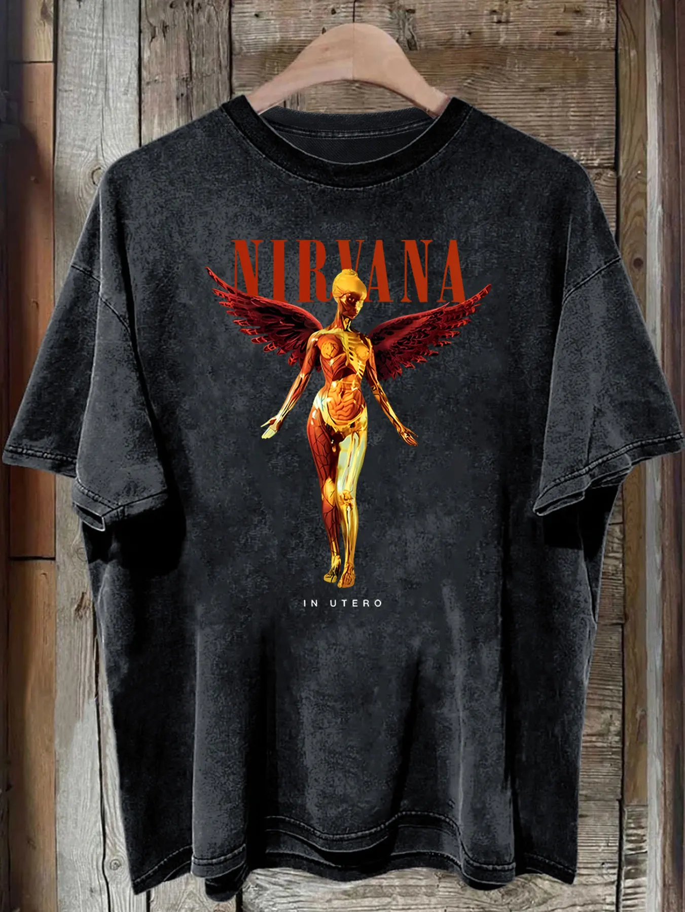 

ROCK Pattern Washed Vintage Shirts for Women Graphic T Shirts Y2k Top Shirts Unisex Fashion Clothing