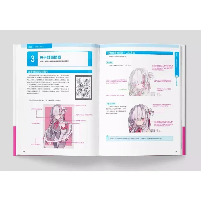 Disegnare il Tutorial dei capelli di Paryi Beautiful Girl Anime Painting Book che rivela il segreto di come disegnare bei capelli