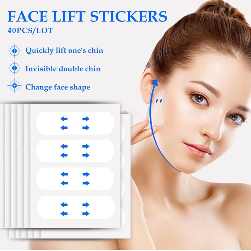 

40 Pcs/10 Sheets/Pack Waterproof V Face Makeup Adhesive Tape Invisible Breathable Lift Face Sticker Lifting Tighten Chin