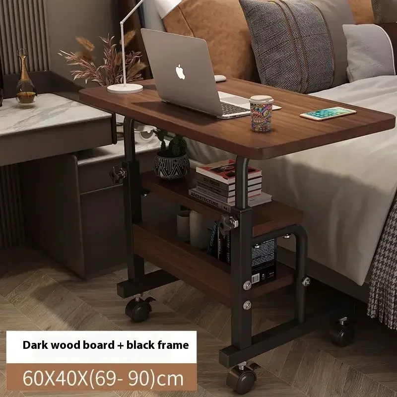#Computer Desk Mobile,Small Adjustable Desk,Office Desk Wooden Writing Desk with Caster,Over Bed