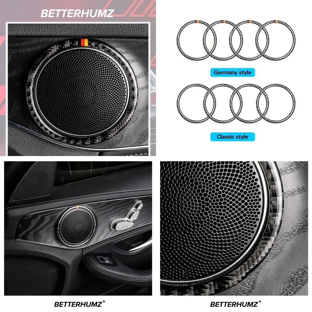 

Для Mercedes-Benz W205 C-класса 2017 года: накладка на динамик двери из углеродного волокна, декоративная панель, стикер, аксессуары для тюнинга интерьера автомобиля