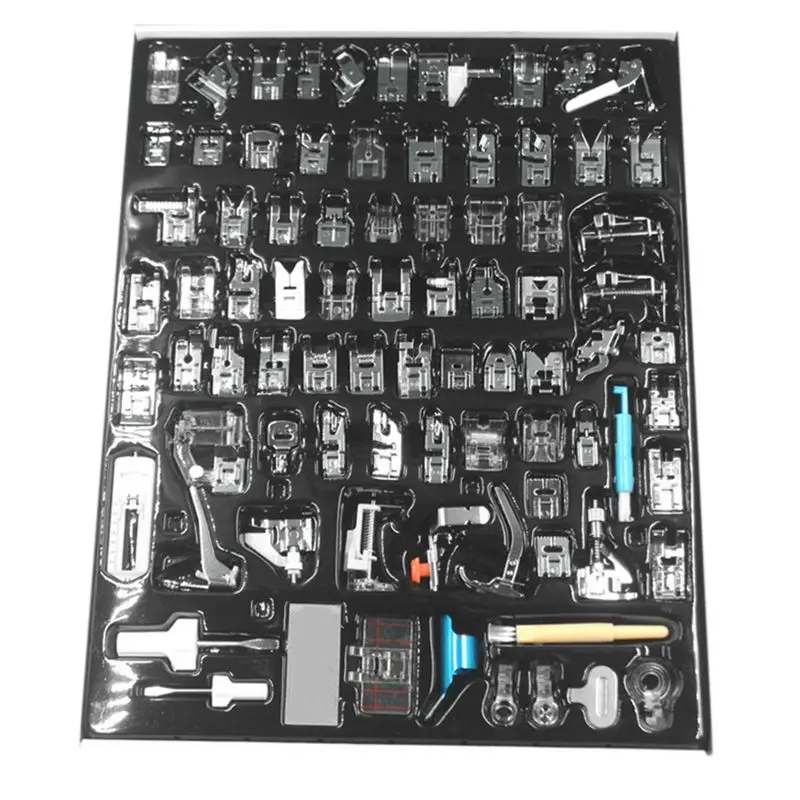 

TFTP-82PCS Sewing Machine Presser Foot Press For Brother Singer Kit Braiding Blind Stitch Overlock Zipper Ruler Parts Accessorie