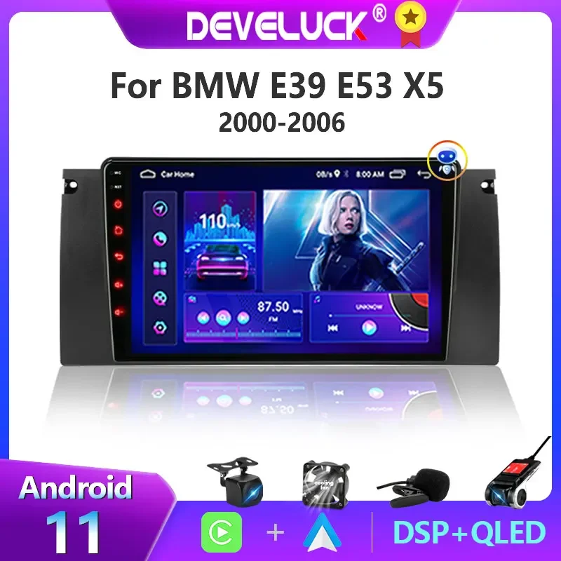 2 din Android 11 Car Radio for BMW 5 E39 E53 X5 1995-2001 2002 2003 2004 2005 2006 Multimedia Video Player Navigation GPS Stereo