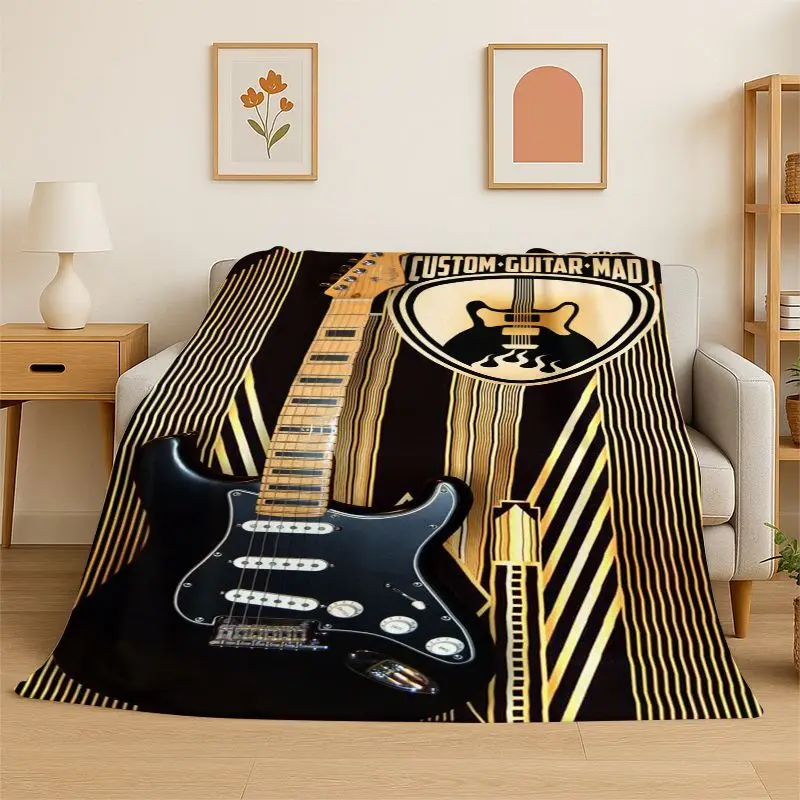 Retro Fender Guitar Logo Instruments Music Soft Flannel Throw Blanket,Cozy Blanket for Bed,Couch,Sofa,Bedroom,Living Room,Travel