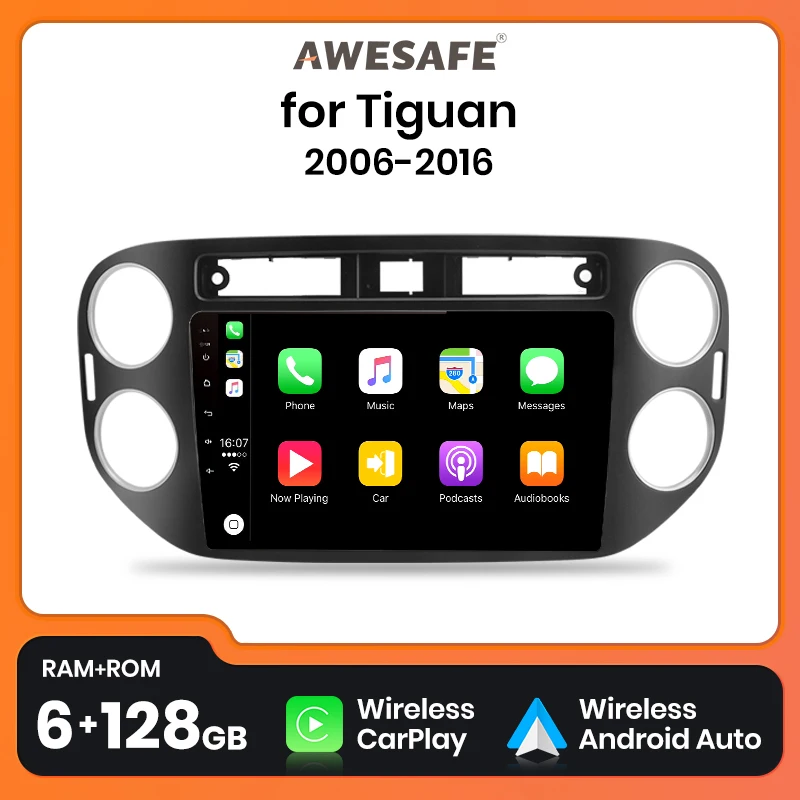 AWESAFE PX9 Plus Car Radio For VW Volkswagen Tiguan 1 NF 2008 - 2016 wireless CarPlay Android Auto No 2 din 2din DVD