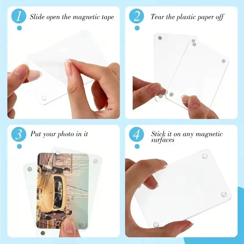 2026 new acrylic refrigerator magnetic frame, clear reversible refrigerator magnet photo frame, display frame, for fujifilm