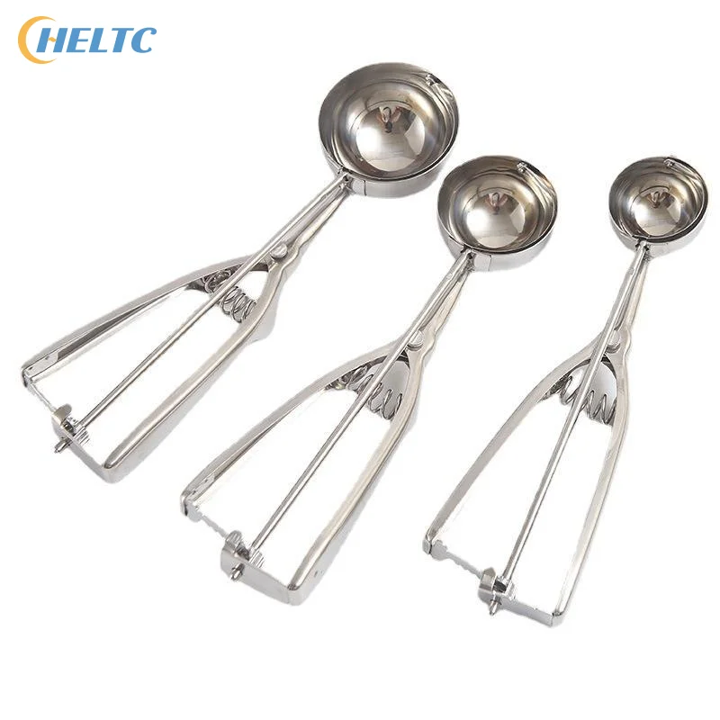 Ice Cream Spoon Kitchen Tools 3 Size Stainless Steel Spring Handle Mash Potato Watermelon Ball Scoop Home Kitchen Accessories