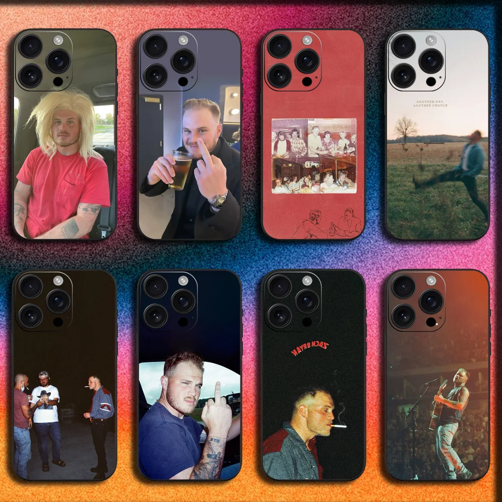 

Singer Z-Zach Bryan Phone Case For iPhone 16,15,14,13,12,11,Pro,XS,Max,XR,Plus,E,Mini Soft Black Cover